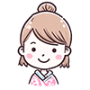 顔アイコン無料イラスト｜女性（お団子ヘア）の可愛い笑顔フリー素材（背景透明・商用利用OK）