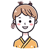 笑顔の女性（お団子ヘア）の顔アイコン | 無料で使える高品質なフリーイラスト素材