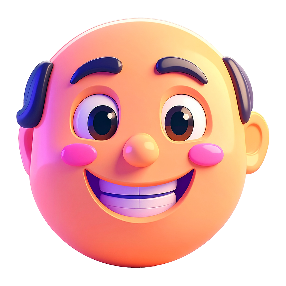 Free icon of a fun facial expression on a colorful pink-orange background