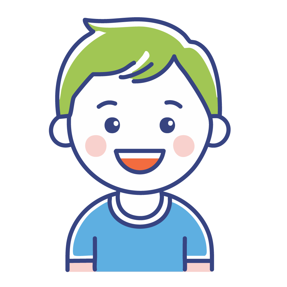 青いシャツを着た笑顔の男の子イラスト