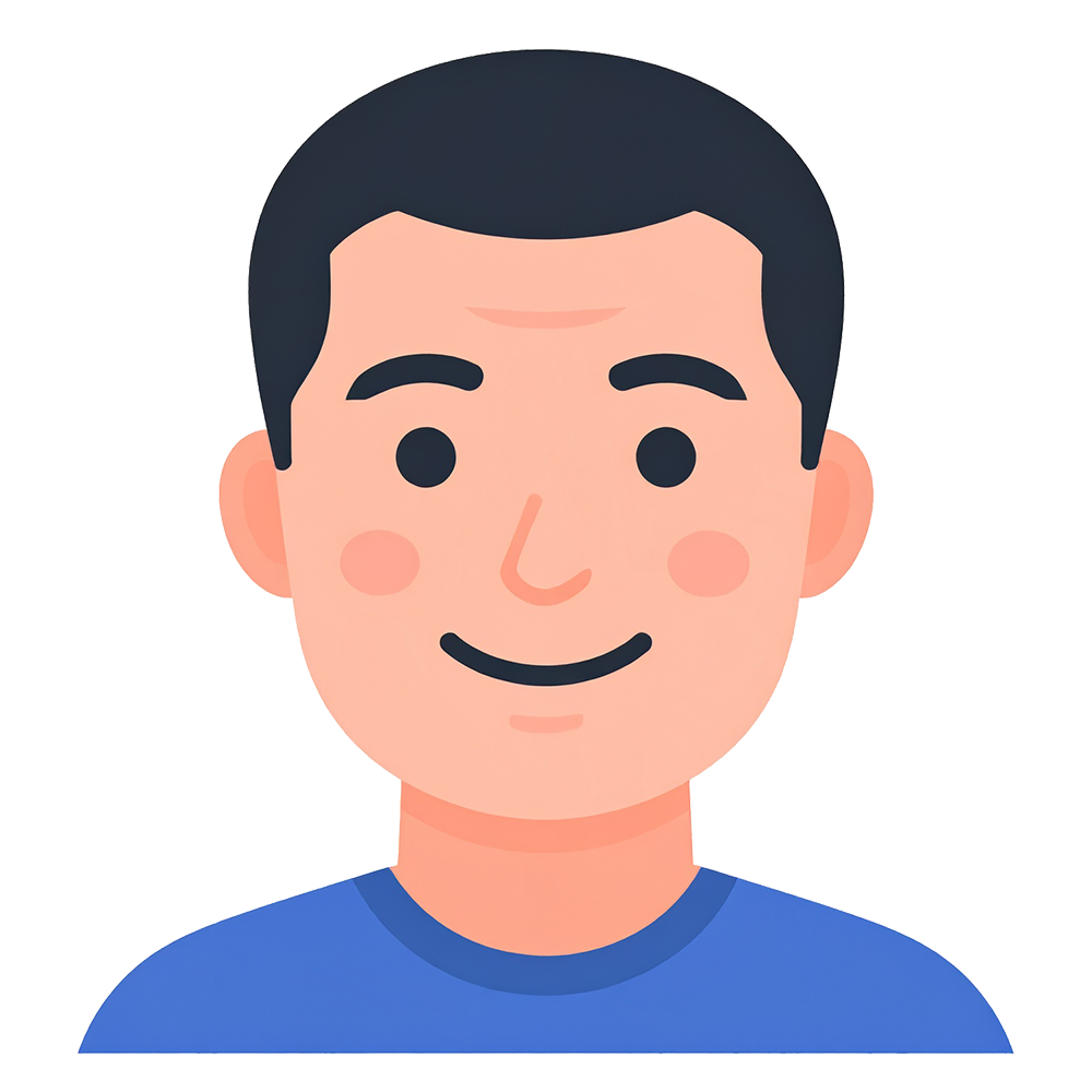 穏やかな表情のミドル男性のアイコンイラスト。安心感を与える高品質な無料素材。