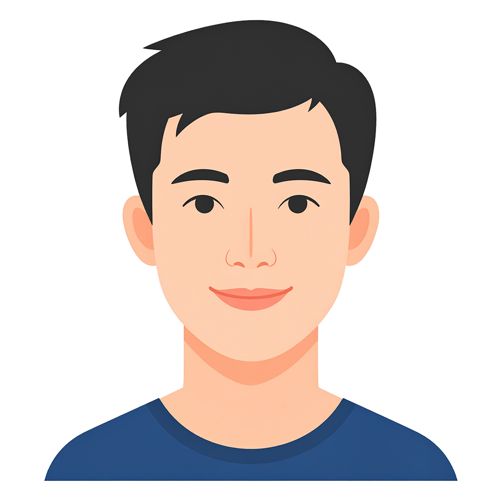 親しみやすい表情の若年男性のアイコンイラスト。高品質な無料素材。