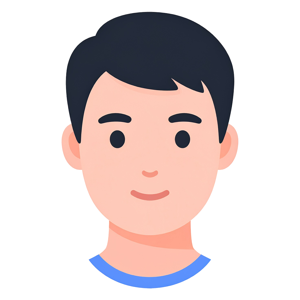 シンプルで親しみやすい表情の若年男性のアイコンイラスト。高品質な無料素材。