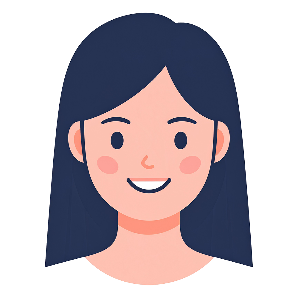シンプルで親しみやすい表情の若年女性のアイコンイラスト。高品質な無料素材。
