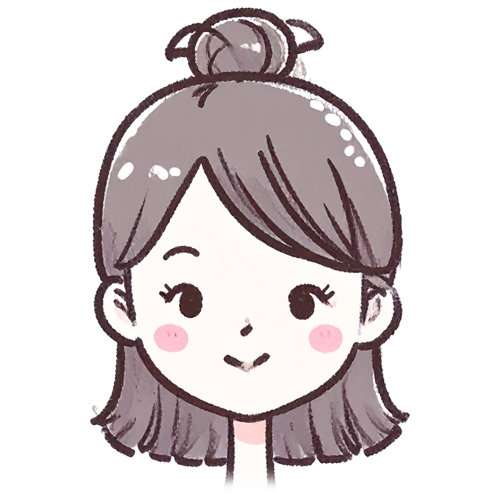 笑顔の可愛い女性の顔アイコン無料イラスト(背景透明・商用利用OK)