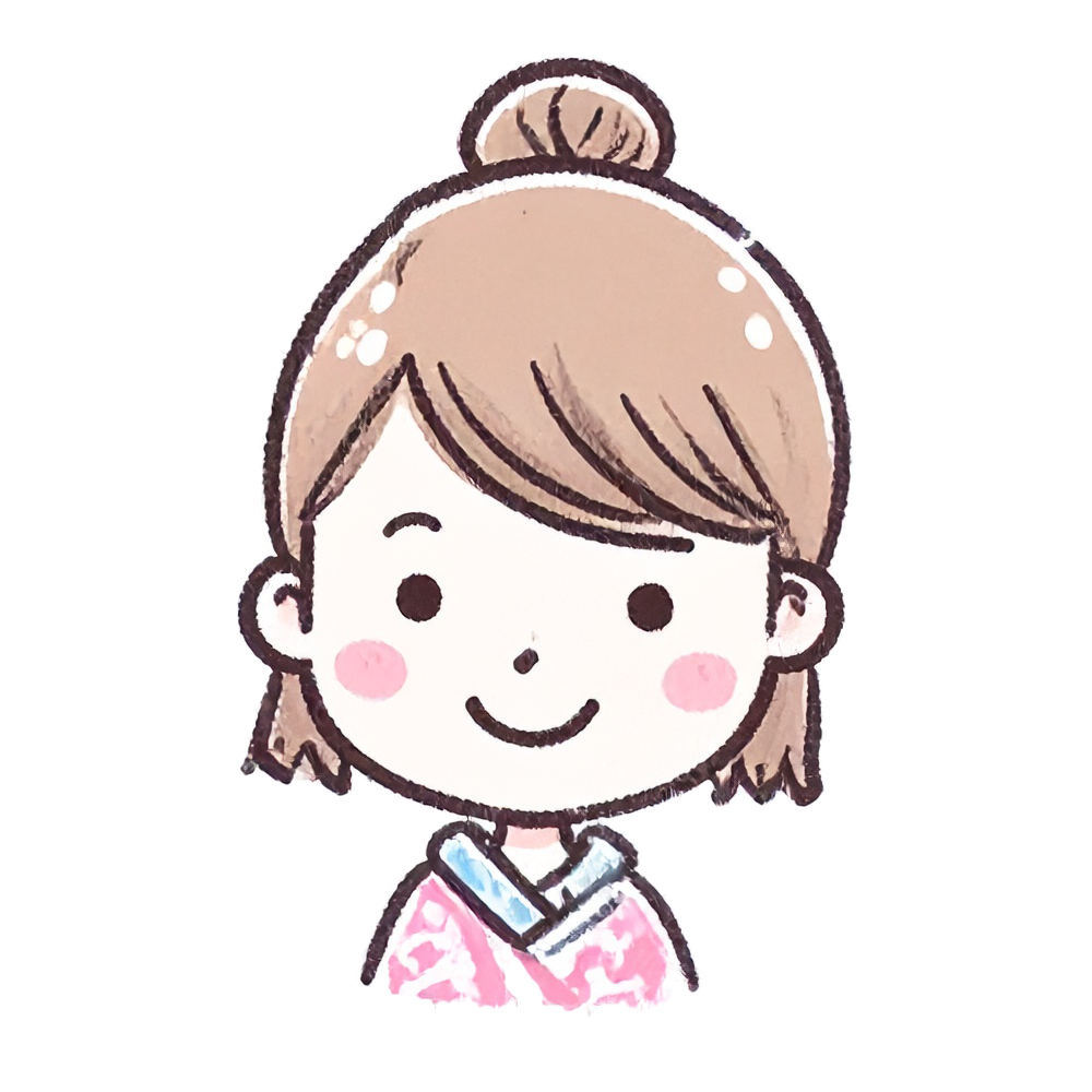 笑顔の可愛い女性(お団子ヘア)の顔アイコン無料イラスト(背景透明・商用利用OK)