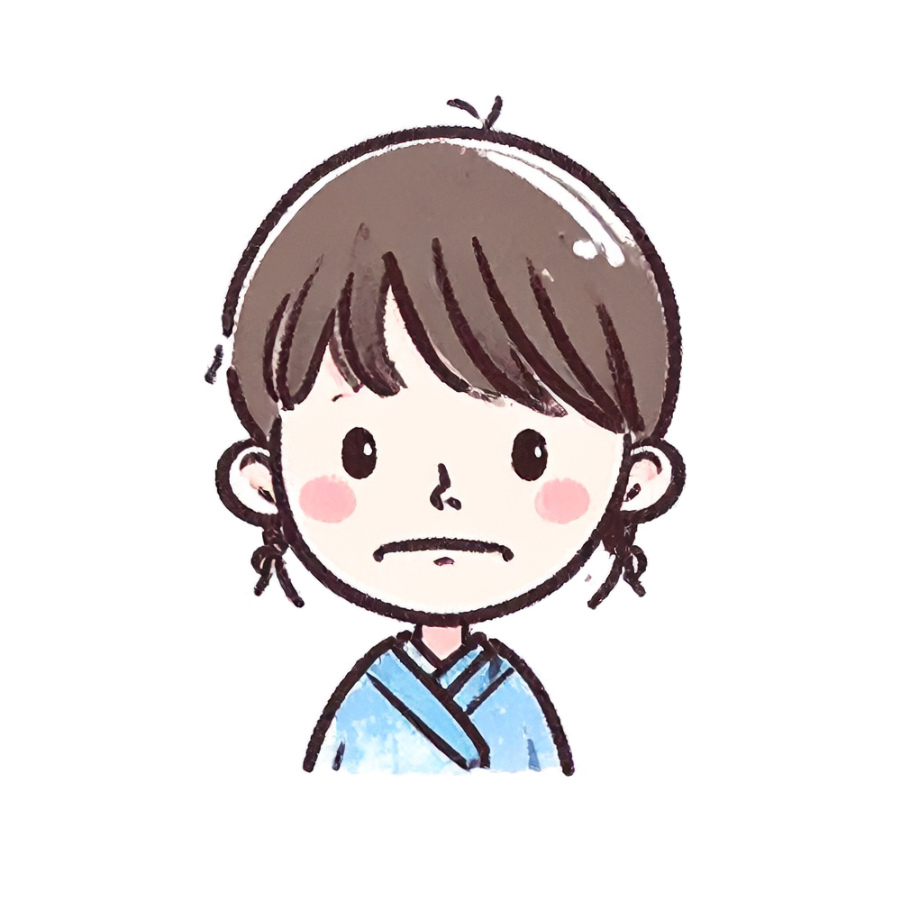 困った顔の男の子の顔アイコン無料イラスト(背景透明・商用利用OK)