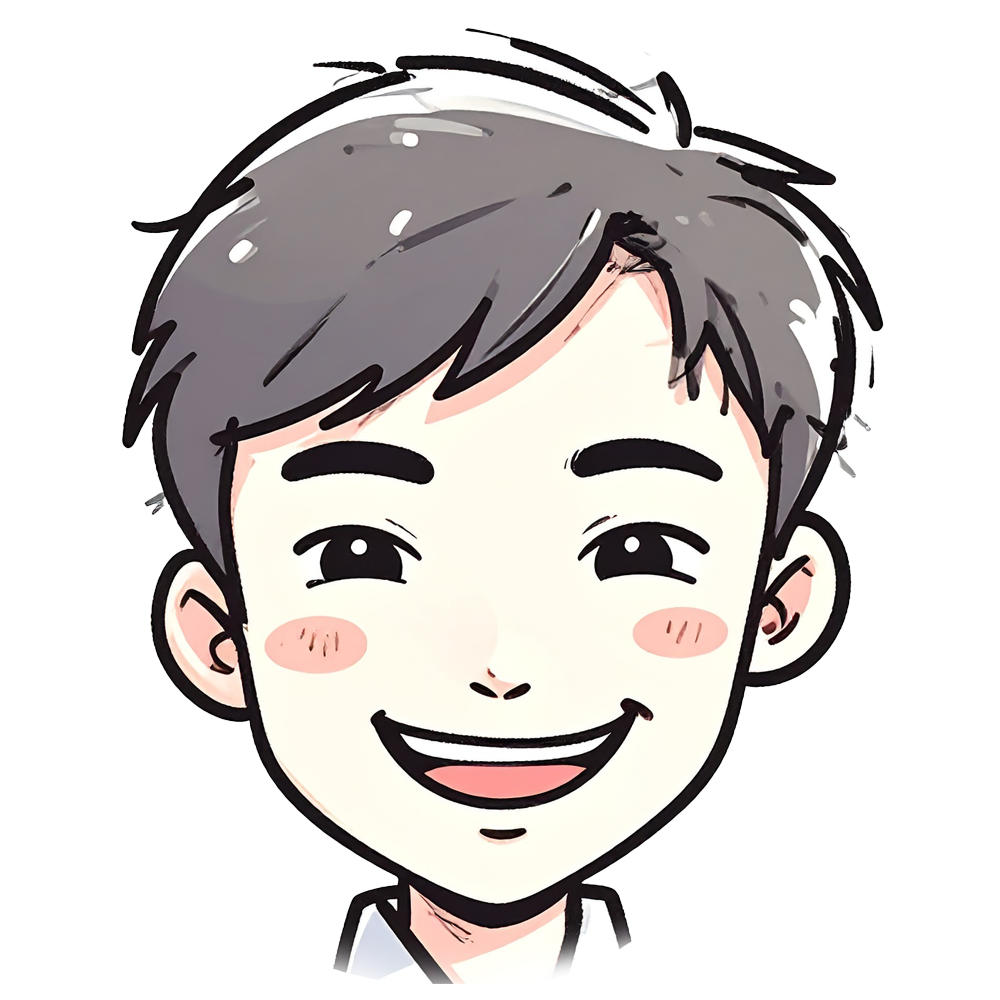 満面の笑顔の男性の顔アイコン無料イラスト(背景透明・商用利用OK)