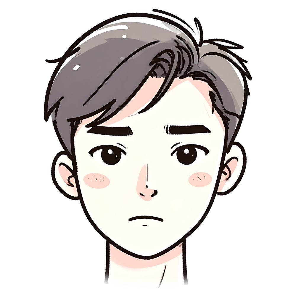 真剣な表情の男性の顔アイコン無料イラスト(背景透明・商用利用OK)