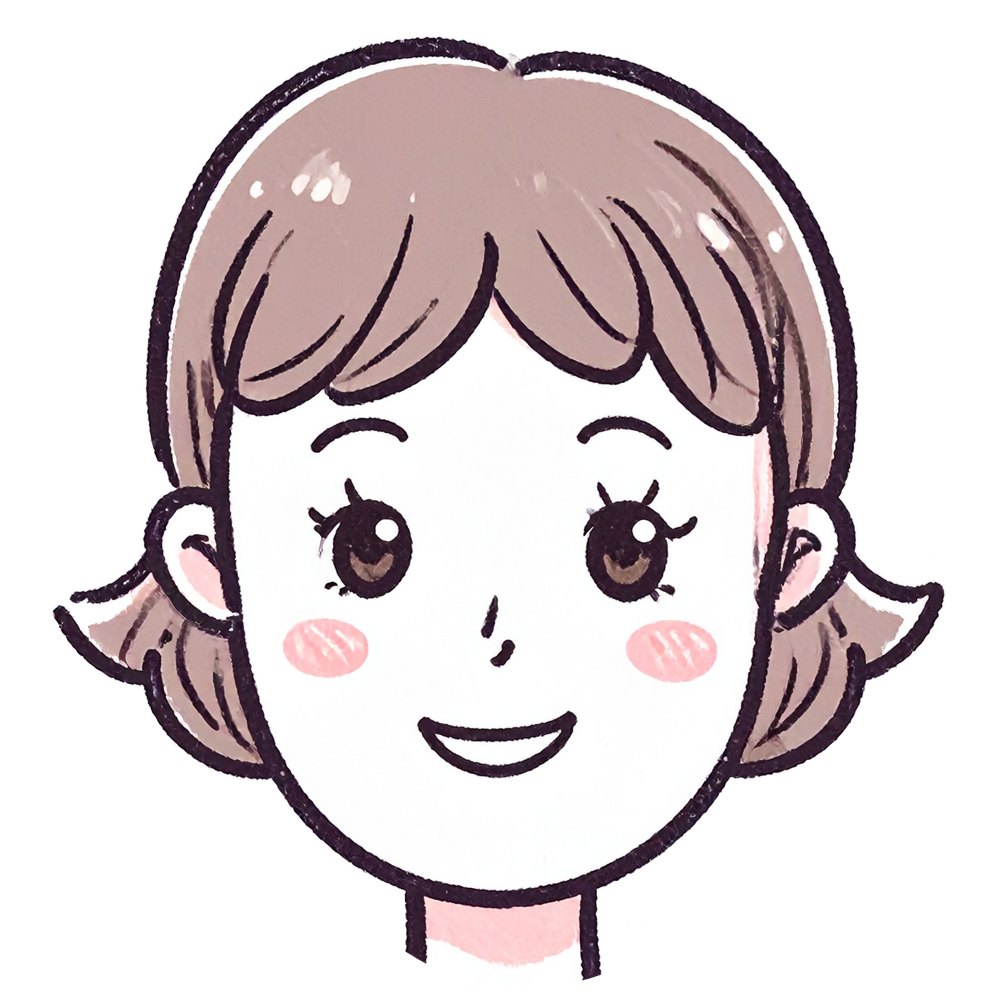 笑顔のショートボブの女性の顔アイコンイラスト。商用利用可能な無料の高品質フリー素材。