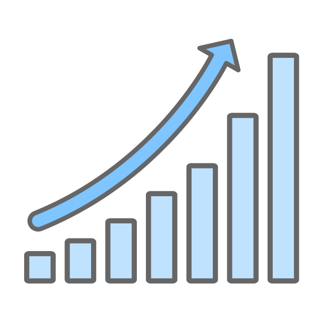 利益が右肩上がり - イラスト/フリー素材/アイコン/クリップアート/絵/シンプル