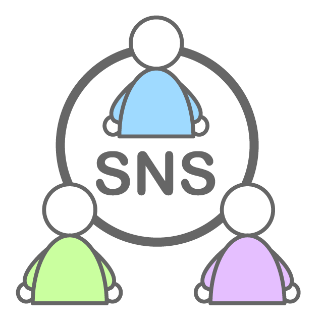 3人でソーシャルネットワークを楽しむイメージ - イラスト/フリー素材/アイコン/クリップアート/絵/シンプル