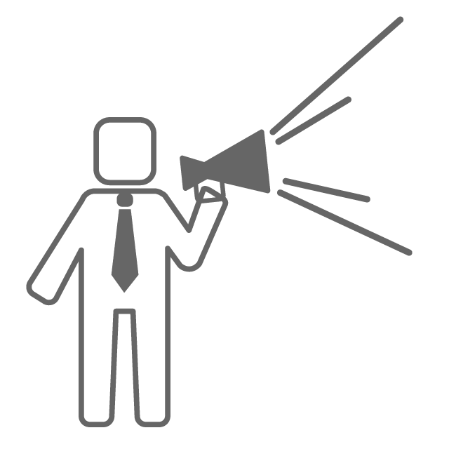 大きな声で宣伝するサラリーマンのイメージ - イラスト/フリー素材/アイコン/クリップアート/絵/シンプル