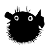 Porcupinefish ｜ Thousand needles ――Icon ｜ Illustration ｜ Free material ｜ Transparent background