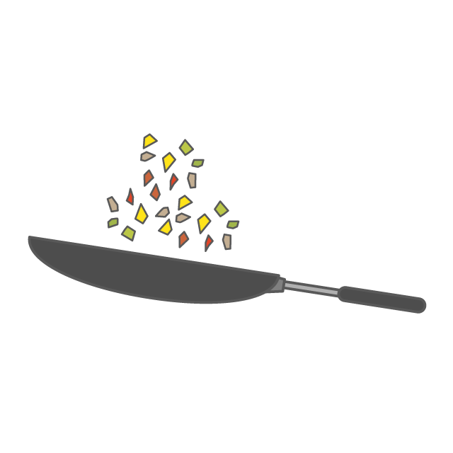 フライパン｜炒め物 - 挿絵 / クリップアート / 無料 / 家電 / 乗り物 / 動物 / 家具 / イラスト / ダウンロード