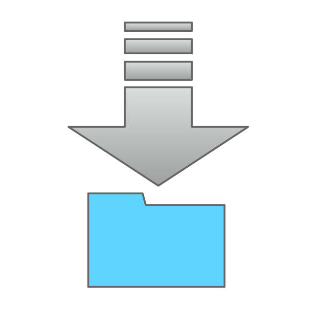 ダウンロードデータ｜フォルダー｜矢印｜青色｜シルバーグラデーション｜インターネット世界｜ネット - 挿絵 / クリップアート / 無料 / 家電 / 乗り物 / 動物 / 家具 / イラスト / ダウンロード