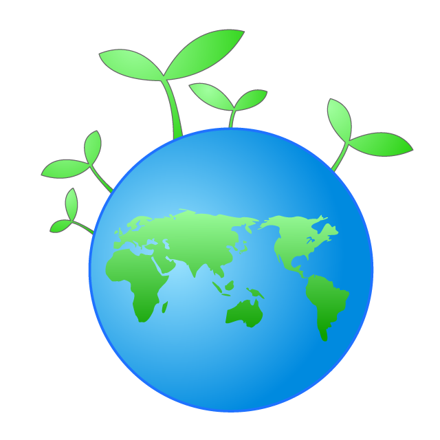 エコを考える｜地球環境｜世界地図｜草｜水｜自然｜未来 - 挿絵 / クリップアート / 無料 / 家電 / 乗り物 / 動物 / 家具 / イラスト / ダウンロード