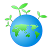 エコを考える｜地球環境｜世界地図｜草｜水｜自然｜未来 - クリップアート｜イラスト｜フリー素材