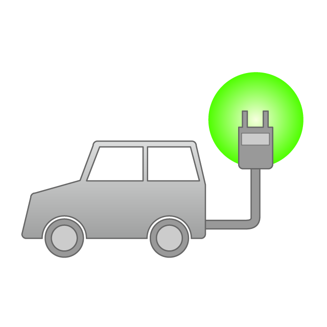 電気自動車｜エコ｜省エネ｜環境問題｜CO2削減｜車｜緑グラデーション - 挿絵 / クリップアート / 無料 / 家電 / 乗り物 / 動物 / 家具 / イラスト / ダウンロード