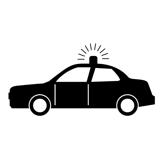 警察車両 パトカー アイコン イラスト フリー素材 背景透明