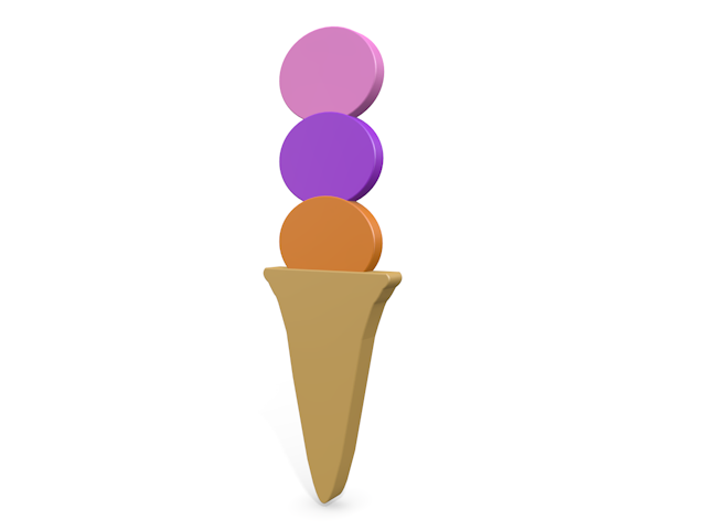 3 colors ｜ Ice cream-Icon / 3D rendering / Illustration / Free / Download / Commercial use OK