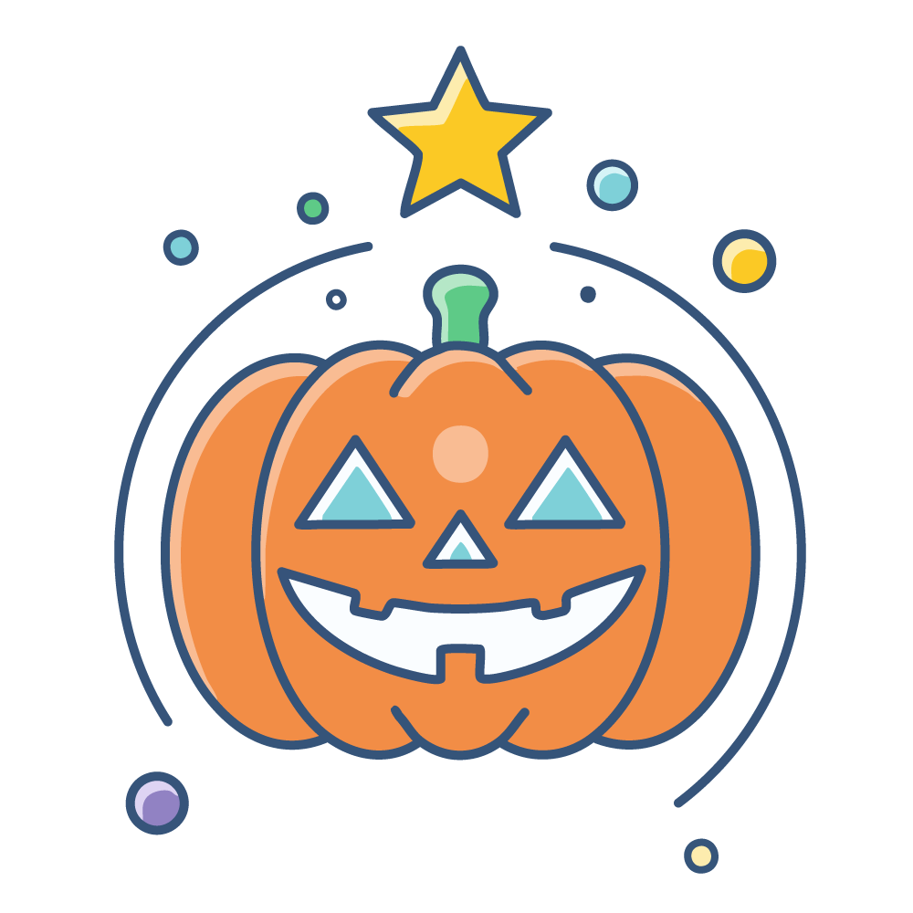Halloween free icon illustration of a Jack-O'-Lantern with a shining star