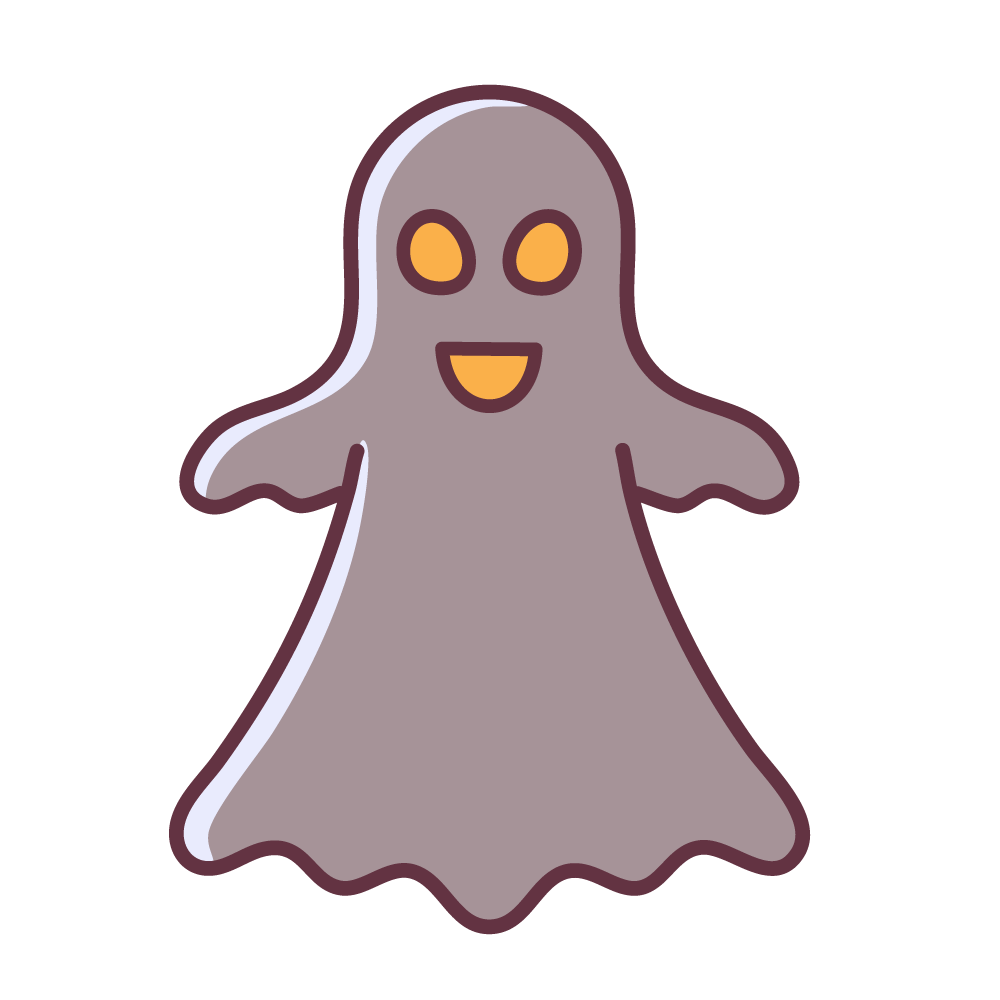 Halloween icon illustration of a smiling ghost with arms outstretched