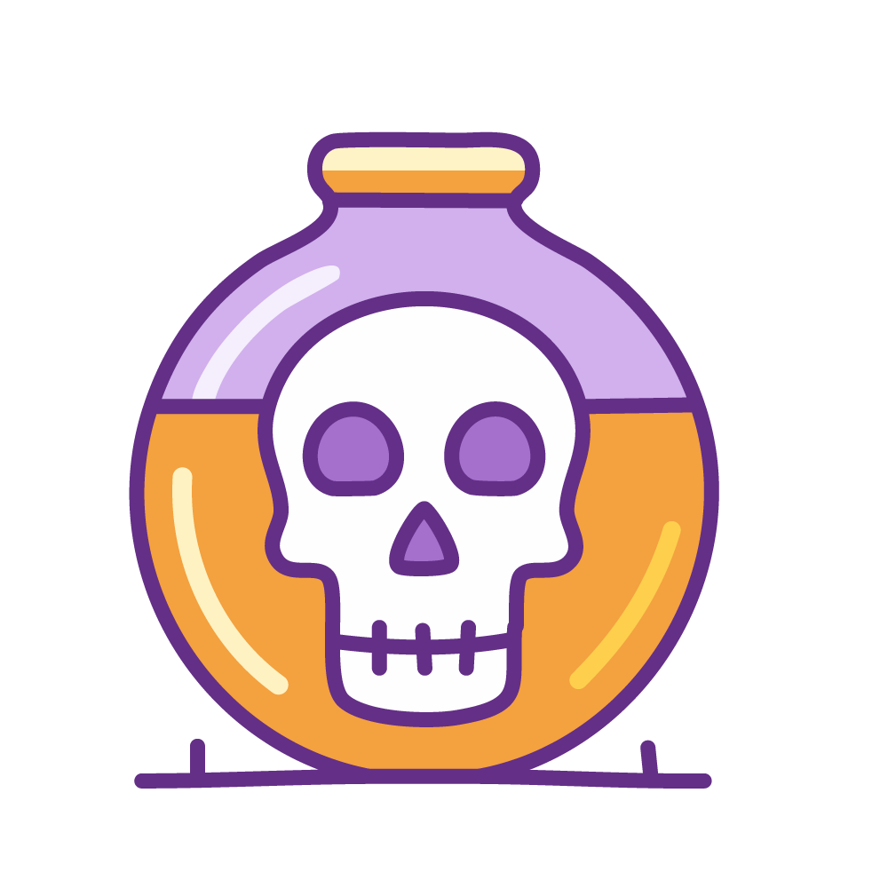 Halloween icon of a poison potion (magic potion) with a skull mark