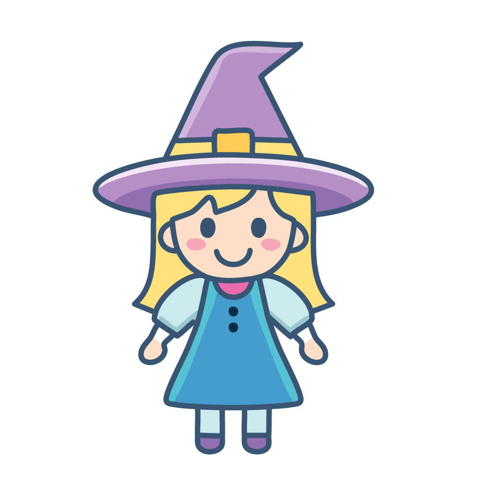 Halloween free illustration of a girl in a witch hat (full body)