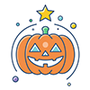 Halloween free icon illustration of a Jack-O'-Lantern with a shining star