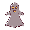 Halloween icon illustration of a smiling ghost with arms outstretched
