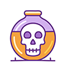 Halloween icon of a poison potion (magic potion) with a skull mark