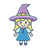 Halloween free illustration of a girl in a witch hat (full body)