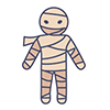 Halloween free illustration of a cute mummy wrapped in bandages (full body)
