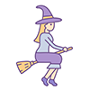 Halloween free illustration of a witch flying on a broom