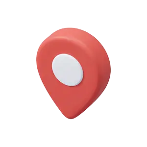 地図上の目的地や現在地を示す赤いピンの3Dアイソメトリック・アイコン