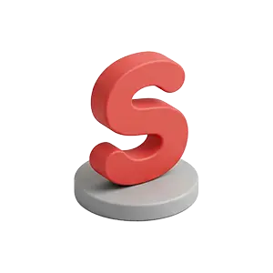 地図の方角「南」を表す赤いアルファベットSの3Dアイソメトリック・アイコン