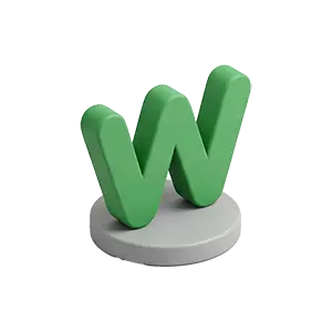 地図の方角「西」を表す緑のアルファベットWの3Dアイソメトリック・アイコン