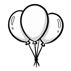 3つ束ねられた風船の手描き風イラスト