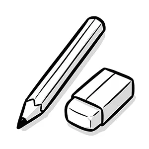 手書き風の鉛筆と消しゴムのシンプルなイラスト