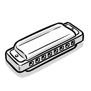 小学校の音楽で使うハーモニカの手書き風イラスト