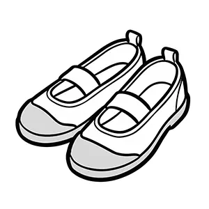 手描き風のシンプルな上履きのイラスト