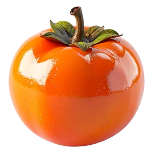 オレンジ色の柿の3Dイラスト。秋を感じるリアルでおしゃれなフルーツ画像素材