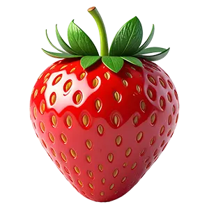 赤いイチゴの3Dイラスト。種までリアルでかわいいフルーツのアイコン素材