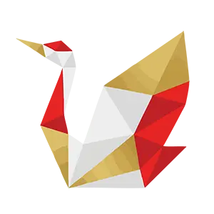 お祝いやお正月に適した羽ばたく鶴の幾何学風イラスト