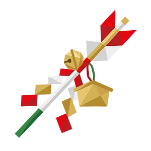 お正月の縁起物である破魔矢と絵馬を組み合わせたイラスト