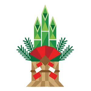 お正月の飾りに使う竹と扇子があしらわれた門松のイラスト