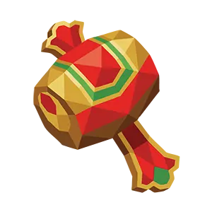 赤と金と緑の配色が鮮やかな打ち出の小槌の幾何学デザインイラスト