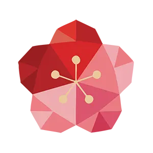 ピンクと赤のグラデーションが綺麗な梅の花のアイコン風イラスト