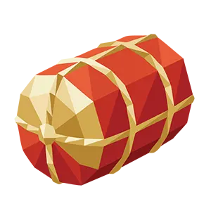 赤と金色の紐で結ばれたおめでたい米俵のポリゴン風デザインイラスト